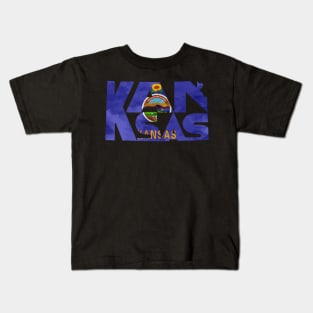 Kansas Typo Map Kids T-Shirt